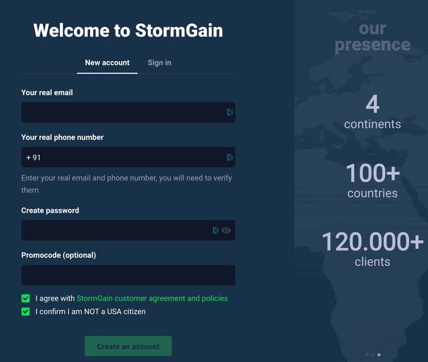 stormgain getting started